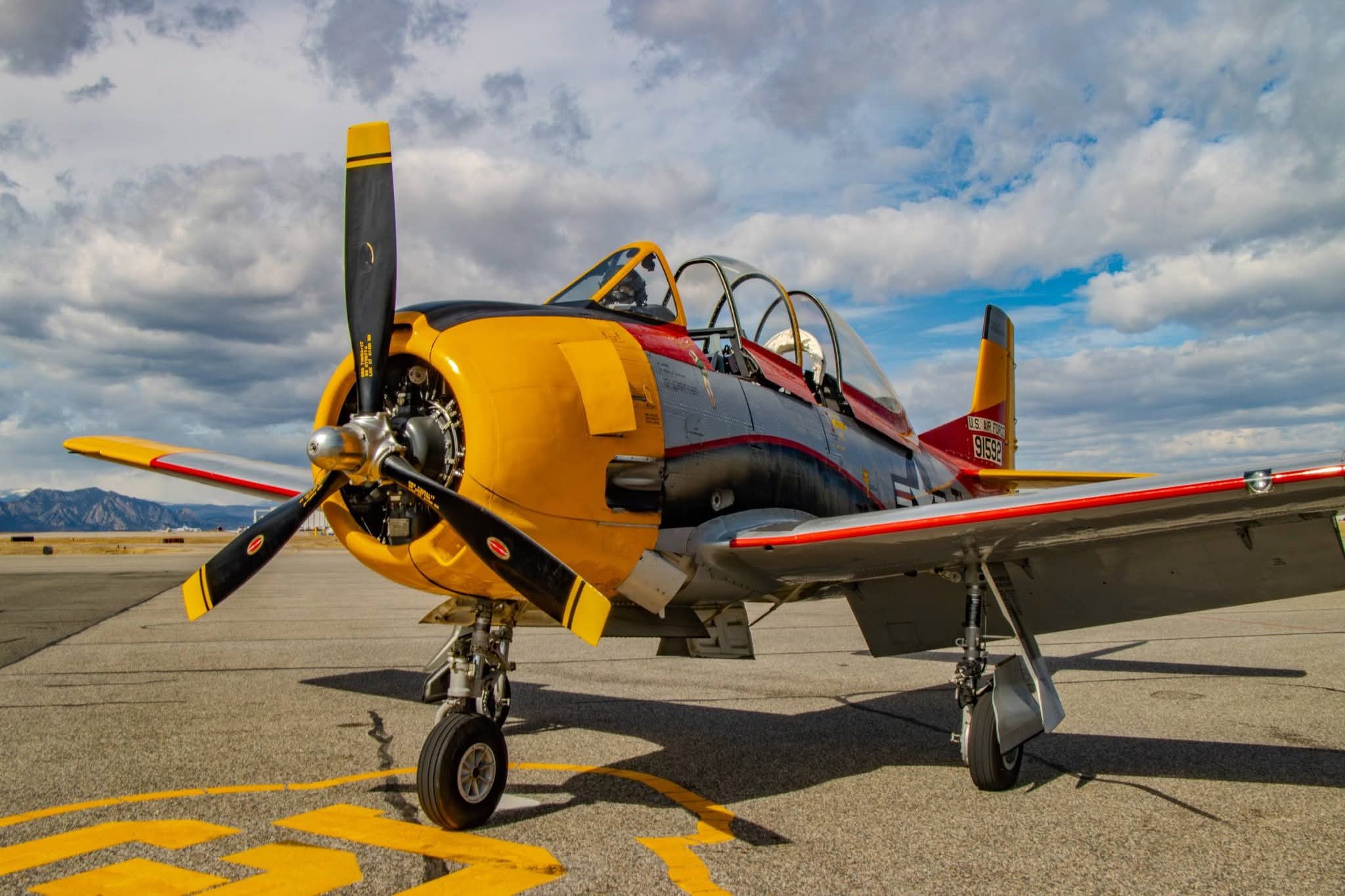 T-28 Trojan warbird on the tarmac at Rocky Mountain Metropolitan Airport